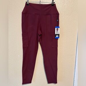 Spider Active Leggings Size Large New Pull On Stretchy Pockets Sangria